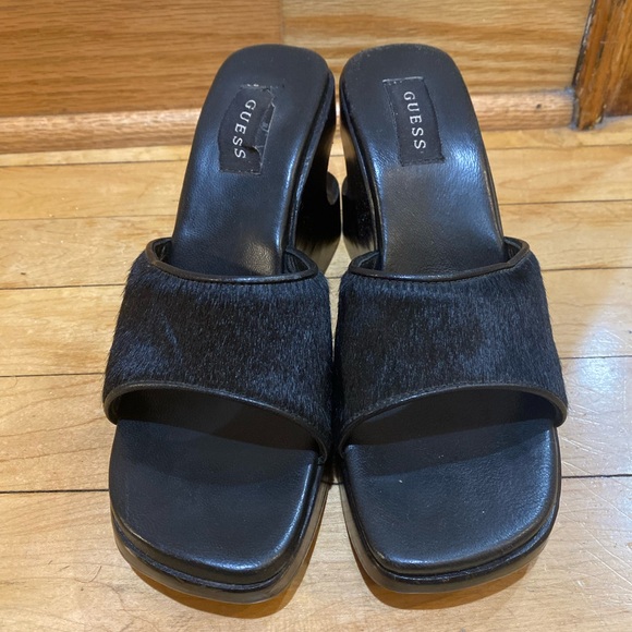VTG 90s/00s Guess Wooden Wedge Platforms - Picture 5 of 11